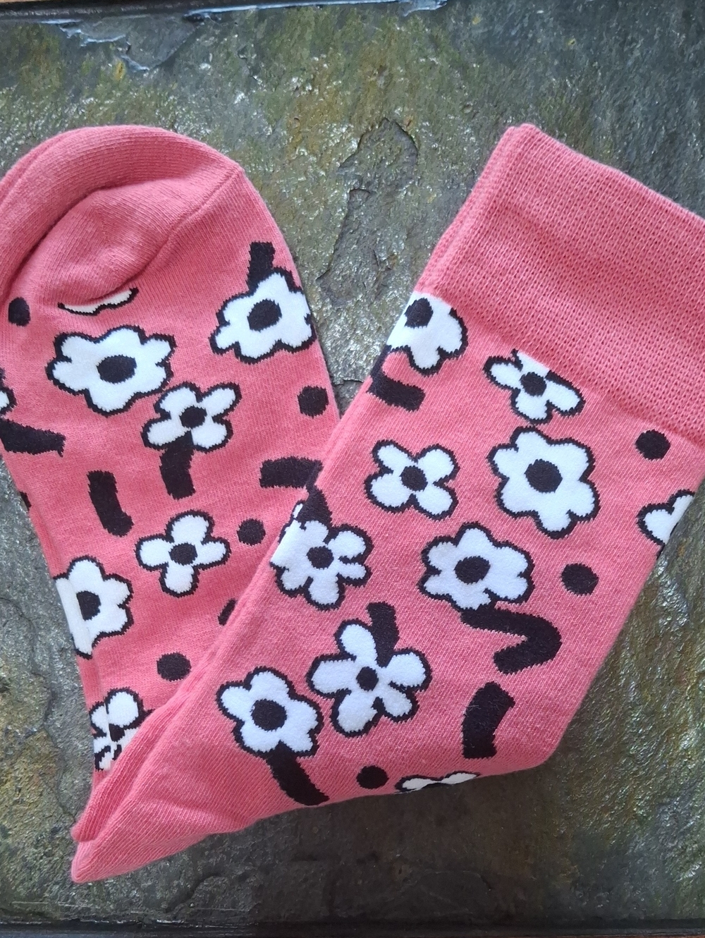 Pink Floral Crew Socks